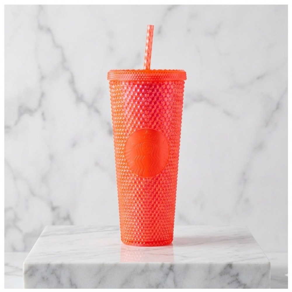 Starbucks Neon Pink Studded Tumbler 2019 Venti 24oz Cold Cup Bling EUC